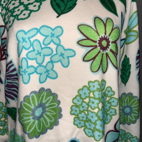 LESLEY EVERS AMELIA SWEATER DAZZLE FLOWER CREW NECK SWEATER - NWOT - SIZE:  XL - Picture 3 of 11